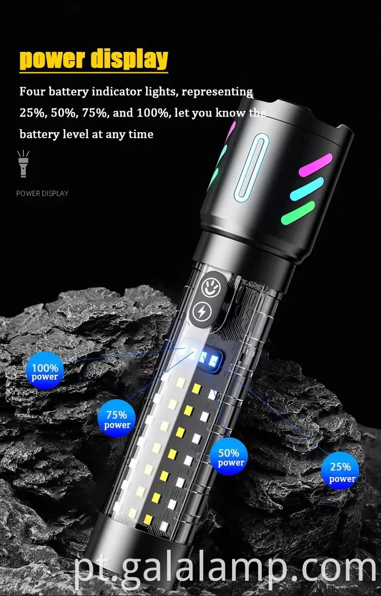 Lanterna de liga de fluorescência de laser branca de alta potência com zoom